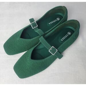 NWOB VIVAIA Square Toe Mary Jane (Margot Mary-Jane) Slip On Shoes Green | US 7
